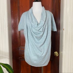 Knitted & Knotted blue cowl neck short sleeve top